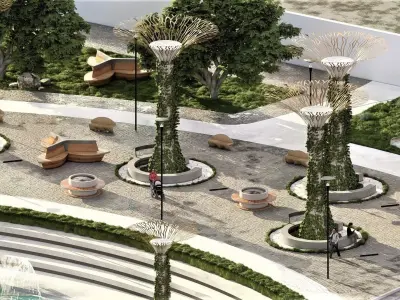 landscape - Public garden  Low-poly 3D model