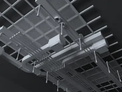 Pipes industrial ceiling 3D model