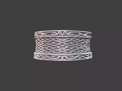 Geometric Pattern Ring Silver Jewelry 3D Model 3D print model