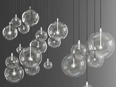 Glass Globe Mobile Cluster Chandelier 3D model