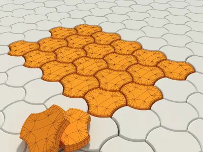 Paving stone threetoed 3D model