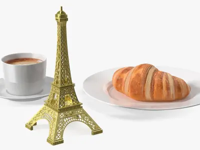  Parisian Breakfast with Croissant and Coffee 