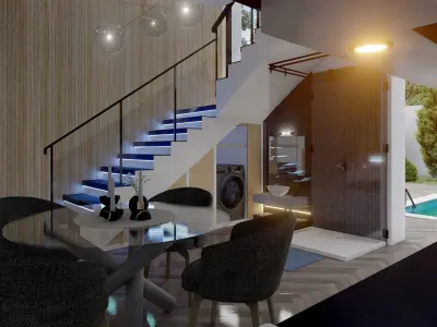 Exterior and Interior Minimalist House for Sketchup and Vray 3D model