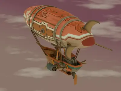 Fantasy Stylized Airship - Hand painted 3D Model 3D model