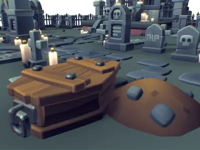 Cemetery Set - Proto Series Low-poly 3D model