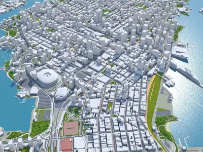 Vancouver Downtown Canada Low-poly 3D model