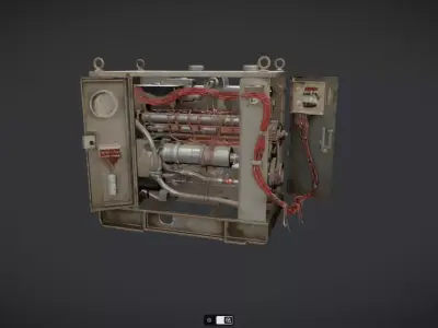 Industrial generator with open doors 3D model
