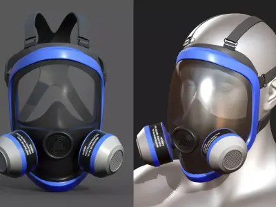 Gas mask helmet 3d model protection safety futuristic  Low-poly 3D model