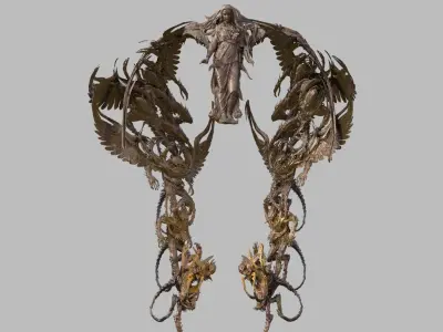 Desert ancient crusades angel Cathedral statue 3D model