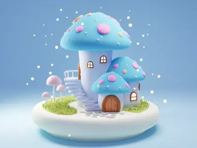 Mushroom House 4 Low-poly 3D model