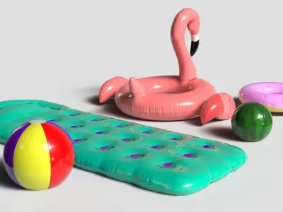 Inflatable Pool Toys set Low-poly 3D model