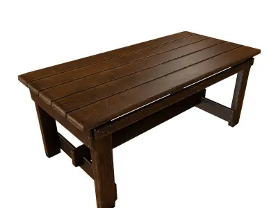 Old Vintage Wooden Table Game Ready Low Poly Low-poly 3D model