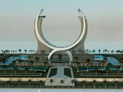 Katara Tower  Low-poly 3D model