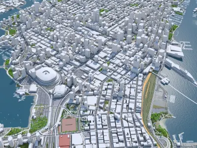 Vancouver Downtown Canada Low-poly 3D model