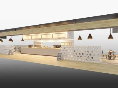 lowpoly cafe 3D model