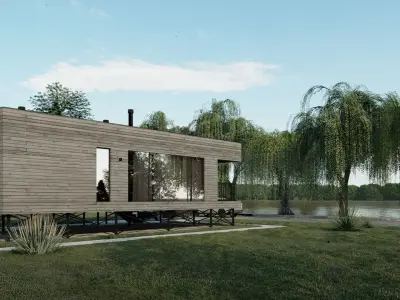 Modern suburban frame house 3D model