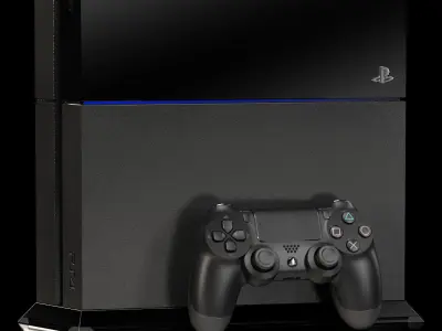 Sony PlayStation 4 with Stand Black White Grey Colors Low-poly 3D model