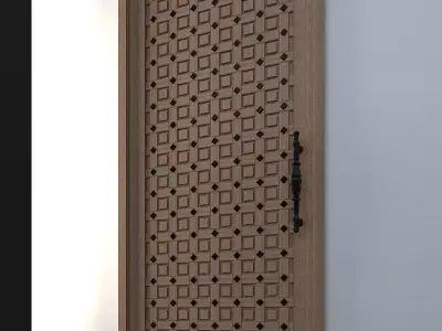 3d Door metal with pattern Low-poly 3D model