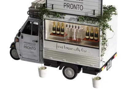Photorealistic Prosecco Street Bar Truck 3D model