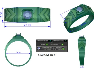 Mens Ring  Render 3dm STL OBJ FBX Details 3D print model 7
