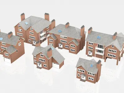 British House Design Collection - 6 Pieces 3D Model Pack