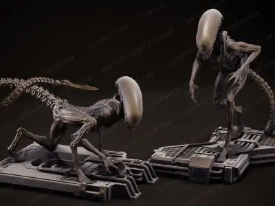 Dog alien Sculptures and Bust - fanart Collection  3D Model Pack