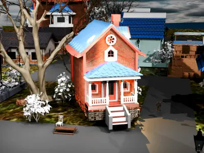 Stylized Low Poly House Pack  3D model