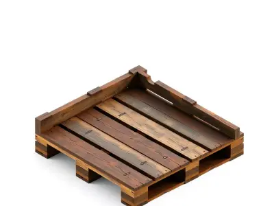 Rustic Wooden Pallet Tray Low-poly 3D model