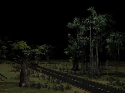 Road With Tree Nature 3d Cartoon Low-poly 3D model