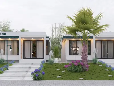 small town home sketchup modal Low-poly 3D model