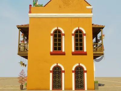 SOUTH AMERICAN BUILDING 006 Low-poly 3D model