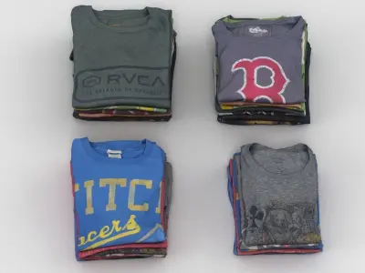 T-Shirt Collection stack of t-shirts 3D model