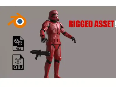 Sith Trooper Rigged And High Quality Blaster 3D model