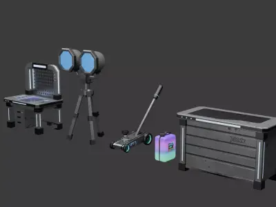 Industrial Workshop Pack  Sci-Fi Low Poly Props for Games Low-poly 3D model