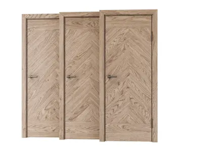 Wooden Door Set V9  3D model