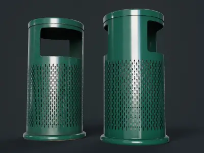 Street Trash Can 1 PBR Game Ready Low-poly 3D model