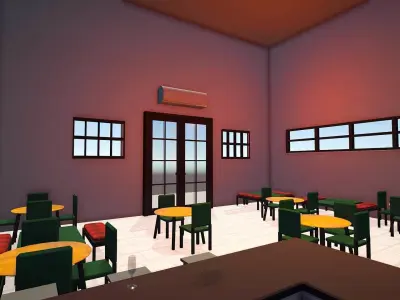 Cafe Interior Pack - Cartoonish Cafe 3D model