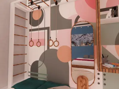 Kids Bedroom interior Scene 3D model
