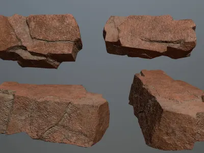 Rock Set 2 piece of Low-poly 3D model
