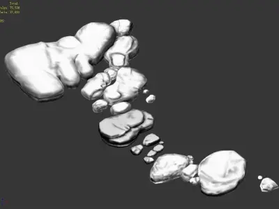 Koike town - river stone 01 3D model
