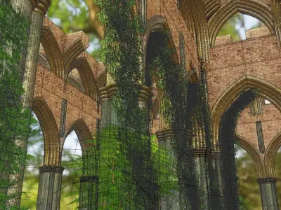 medieval palace garden 3D model