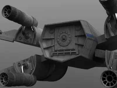 Star Wars Blue T70 X Wing Starfighter and R5 Unit rigged 3D model