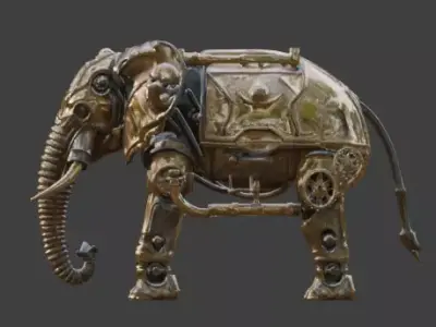 Steampunk Mechanical Elephant Automaton 3D Model  Low-poly 3D model