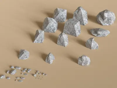 Rocks and Stones Low-poly 3D model