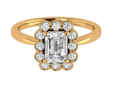 Emerald Solitaire Ring 3D print model 5