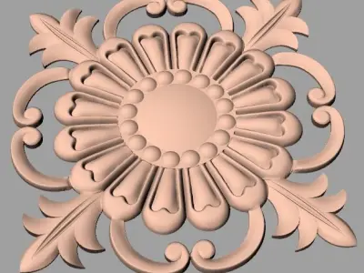 Furniture decoration round flower 3D STL model for CNC E933 3D model