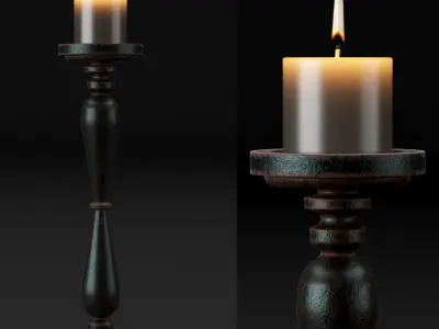 candlestick set 1 three candle holders 3D model