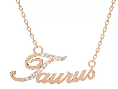 Taurus Zodiac Pendant Necklace 3dm stl render detail 3D print model