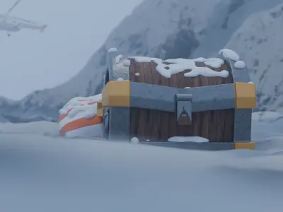 low-poly old chest Free low-poly 3D model