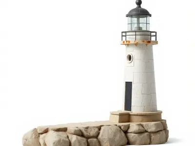 Cracked Coastal Lighthouse model pack Low-poly 3D model